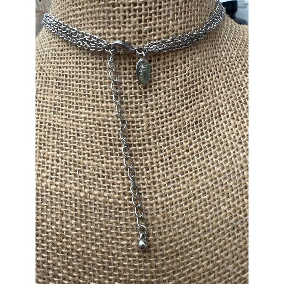 Lia Sophia Inner Circle Silver Tone Multi Chain Necklace Can be Doubled Adj 35" - Picture 4 of 5